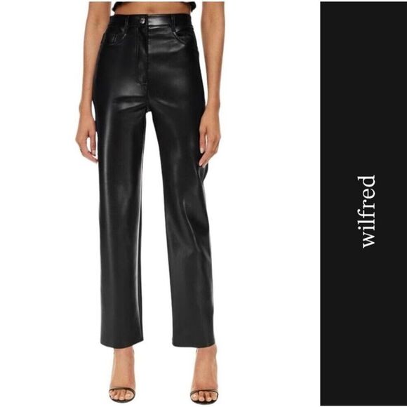 Wilfred by Aritzia The Melina High-waisted Vegan Leather Pants 4 - Picture 1 of 10